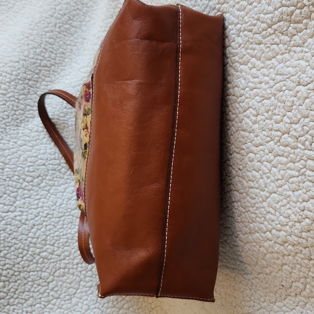 Patricia Nash Rosette Floral Italian Leather Velour Lined Shoulder Tote Bag - Picture 4 of 12